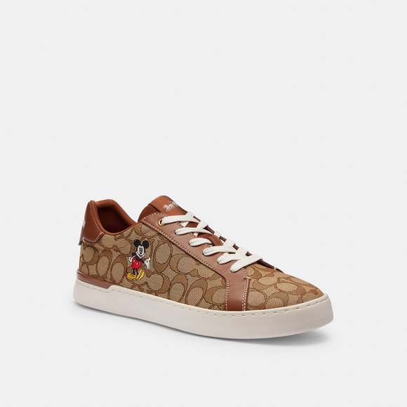 NWT Coach Outlet Disney X Coach Clip Low Top Sneaker Sig Jacquard Mickey Mouse - Picture 1 of 6
